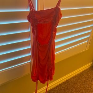 this is a target dress, the color is like a coral and it’s super comfy and cute!